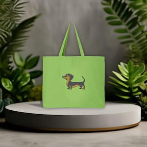 Embroidered Dachshund Tote Bag, Dog Lovers Bag, Cute Dachshund Bag, Dachshund Mama Bag, Cute Doxie Mom Tote Bag, Dog Mom Gift Bag