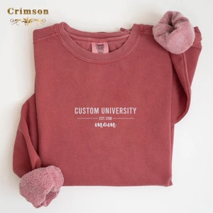 Custom University Sweater, Personalized Mom Sweater, Custom Date Sweater, University Name Sweater, Custom Comfort Colors Sweater