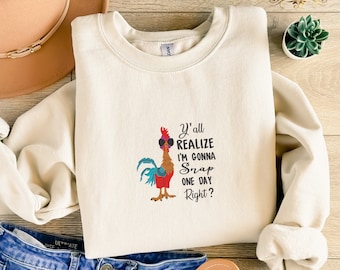 Embroidered Funny Sarcastic Sweatshirts for Gift, Cute Chicken Sweater for Women, Chicken Farmer Crewnecks, Funny Chickens Sweatshirt