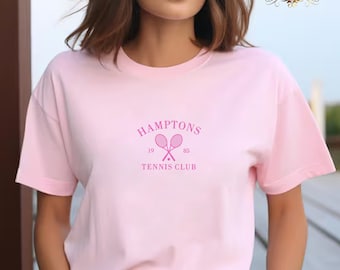 Embroidered Hamptons Tennis Club Shirt, New York Gift, Hamptons Gift, Tennis Club Tee, Country Club Style, NYC Tee, Tennis Lover Apparel