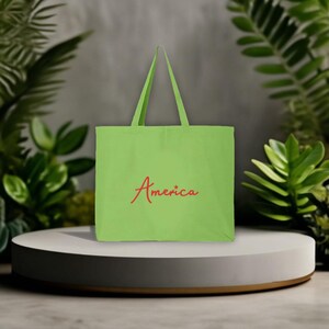 Embroidered America Tote Bag, USA Bag, Patriotic Bag, Gift for America Lovers Bag, America with Stars Bag