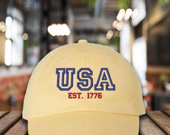 Embroidered USA Est 1776 Baseball Cap, Cute America Lover Cap, USA Fan Hat, United States Of America Cap, Patriotic USA Hat