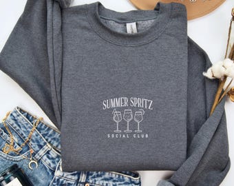 Embroidered Summer Spritz Social Club Sweatshirt, Sweatshirt for Summer, Social Club Sweatshirt, Summer Drinks Sweatshirt