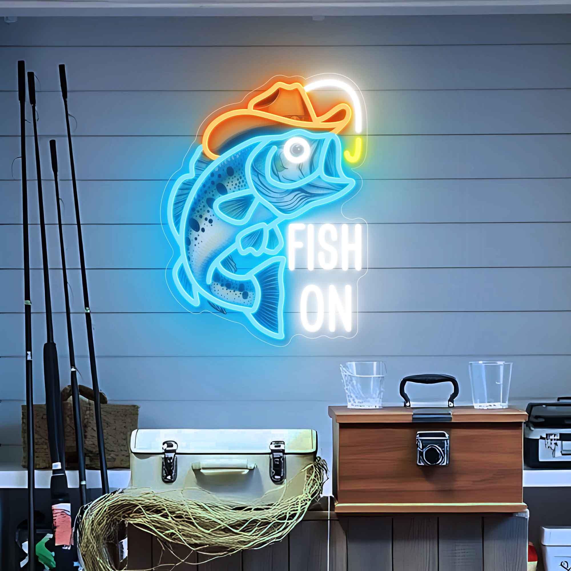 Fishing Neon Sign, Custom Fishing Shop Seafood Restaurant LED Neon ...