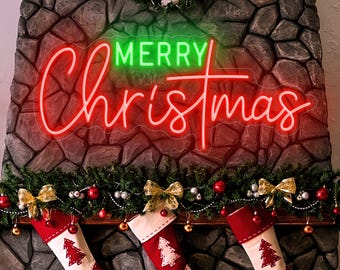 メリークリスマスネオンサイン、パーソナライズギフト、電池式