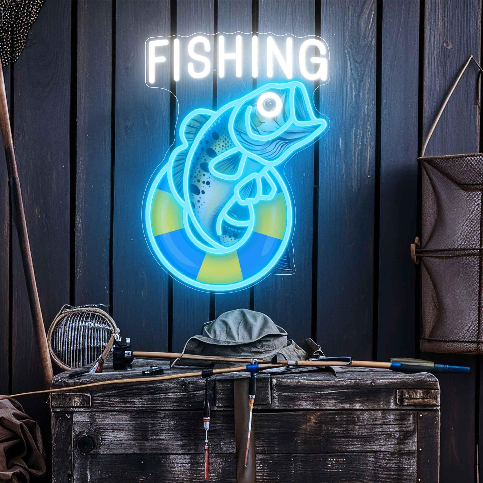 Fishing Neon Sign, Custom Fishing Shop Seafood Restaurant LED Neon ...