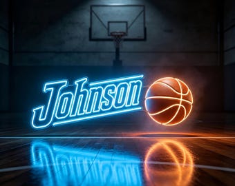 Custom Basketball Neon Sign, Personalized Name LED Light, Dimmable Sports Room Decor, Birthday Party Gift for Boys Husband Son Boyfriend