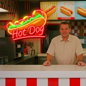 Custom Hot Dog Neon Sign - Personalized LED Wall Decor for Bar, Kitchen & Halloween Party | Restaurant Wall Decor  | Food Kitchen Art Decor