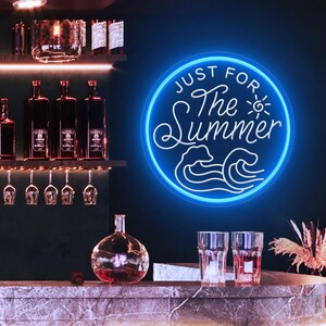 Insegna al neon "Just for the Summer", insegna estiva, luci al neon a LED dimmerabili per decorare la stanza, decorazioni estive, regalo di inaugurazione della casa, regali per lei