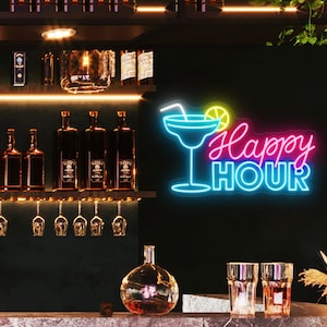 Happy Hour Beer Neon Sign,Cocktail Led Sign,Custom Beer Bar Neon Sign Led Light Home Wall Decor Bar Club Pub Drinks Shop Decor,Tiki Bar