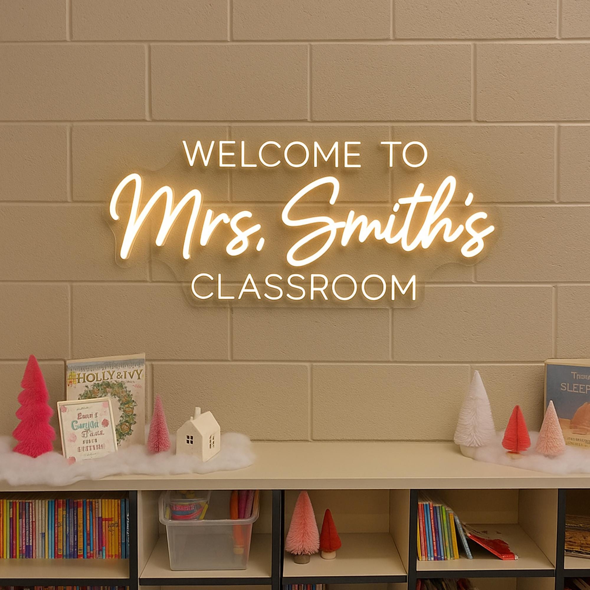 Custom Teacher Name Neon Sign,Personalized Teacher Name Sign, Welcome Classroom Decor,Teacher Welcome Sign, Gift for Teacher,Door LED Hanger