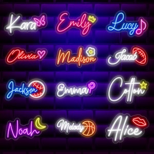 Letrero de neón con nombre personalizado / Regalos para niños / Luces de neón | Regalos para adolescentes / Letrero con nombre para guardería / Letrero con nombre LED | Decoración de pared / Regalos de Navidad