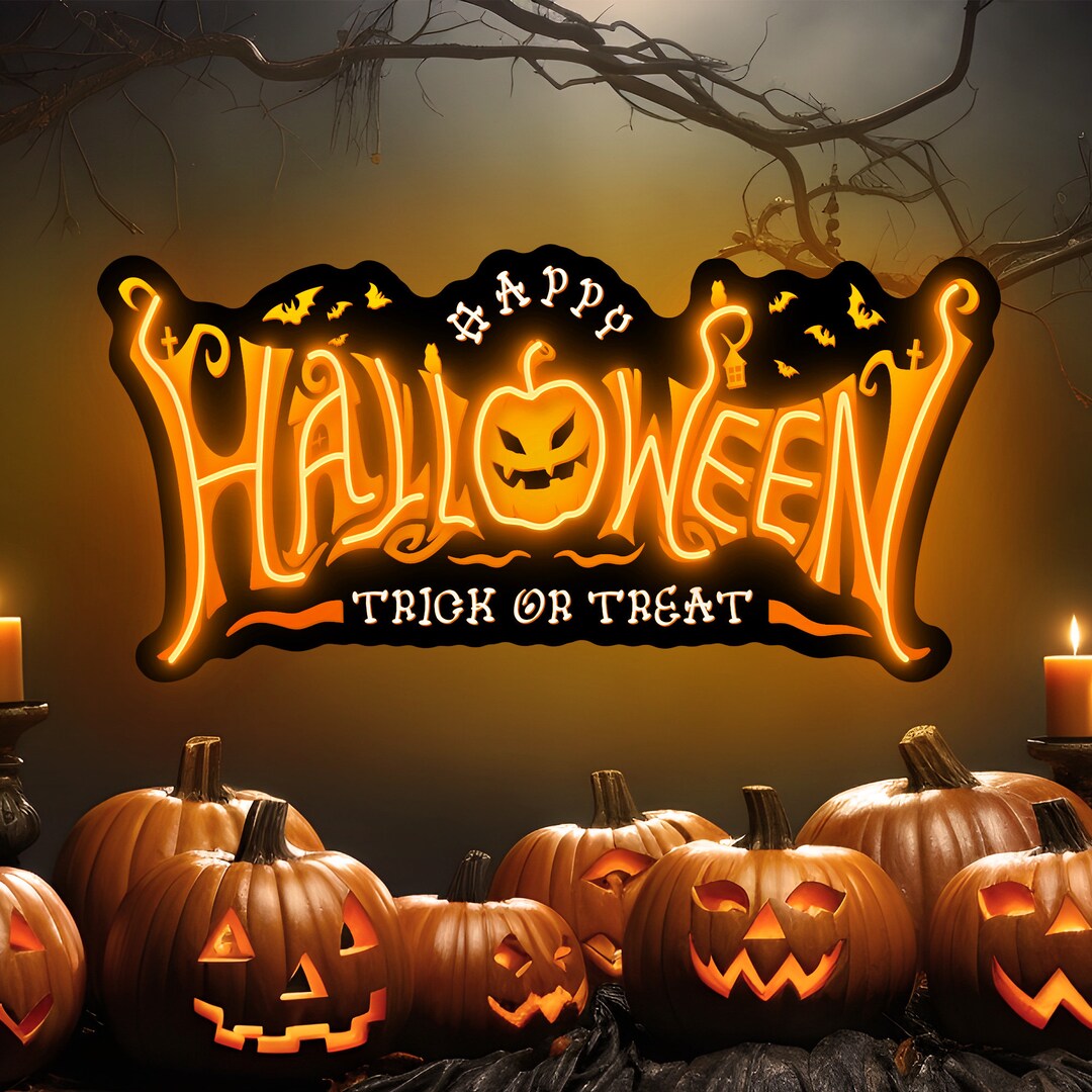 Ghost Neon Sign For Wall Decor Dimmable USB Powered Pumpkin Led Light Sign Halloween Ghost Neon Light For Halloween Party Game Room Neon Decor (Yellow White - View #6