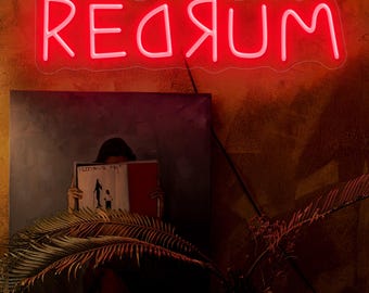 Enseigne au néon personnalisée REDRUM - Décoration murale de film d'horreur, Décoration au néon d'horreur | Lumière gothique LED à intensité variable pour chambre à coucher, fête d'Halloween, bar