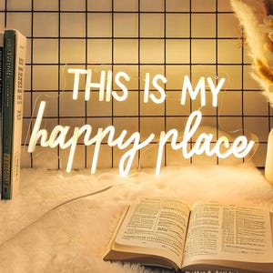 This Is My Happy Place Neon Sign Light Office Living Room Interior Design, Neon sign wall art Neon sign wall decor