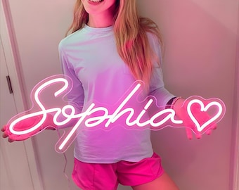 Letrero de neón con nombre personalizado para niños, letreros de neón personalizados para dormitorio, luces LED personalizadas, decoración de habitación infantil, decoración del hogar, regalo de cumpleaños para niños