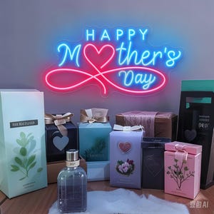 Happy Mothers Day Leuchtreklame, Geschenk für Mama, personalisiertes LED-Schild für Wohnkultur, Benutzerdefiniertes Neonschild, Geburtstag Muttertagsgeschenk für Sie