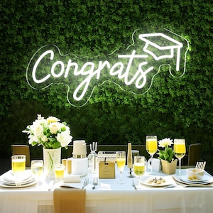 Insegna al neon Congratulazioni per festa di laurea personalizzata, insegna al neon Congratulazioni laureati per il ballo di fine anno 2025, decorazione da parete, regalo artistico per laureati