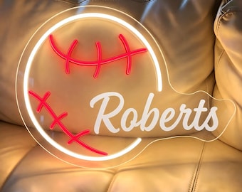 Custom Name Neon Sign for Kids, Personalized Baseball Neon Signs for Bedroom, Kids Room Decor, Home Decor Birthday Gift for Kids