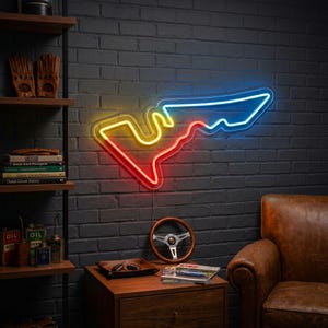 Race Track Neon Sign | Red Yellow Blue Gradient LED Wall Light | Sim Racing Room Decor | Race Fan Gift for Gamers