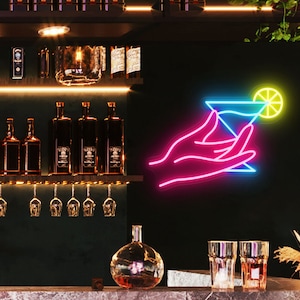 Letrero de neón para cerveza, letrero LED para cócteles, luz de neón de loro, decoración de bar tiki, letrero para bar de cócteles, letrero de neón para bar de cerveza, decoración para bar, club, pub, tienda de bebidas.