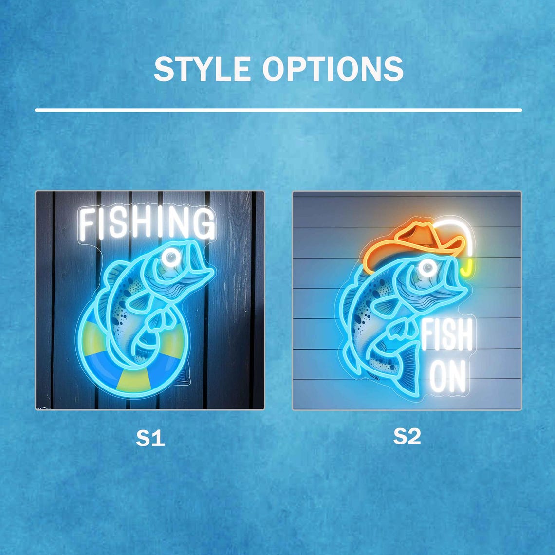 Fishing Neon Sign, Custom Fishing Shop Seafood Restaurant LED Neon ...