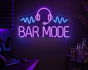 BAR MODE Neon Sign for Game Day Garage Bar, Custom LED Wall Light for Gaming Room, Streamer Corner, Man Cave and Home Bar Gift Idea