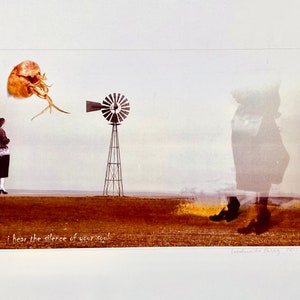Mixed Media Frau Collage Wandkunst Retro Surreal