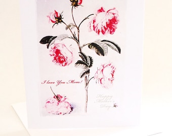 Beautiful Mother's Day Card I Love You Mom Classy Rose