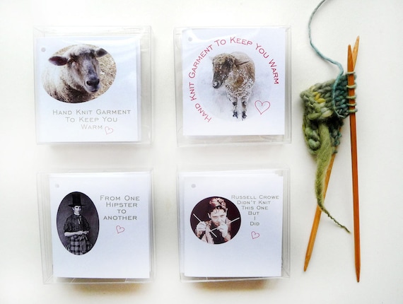 Knit Care Tags Gift For Knitters Funny Original Hipster Knitter