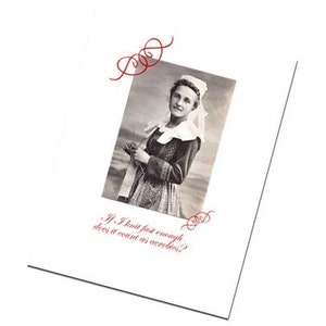 Gift for Knitter Note Card Funny Retro Vintage Whimsical Design imagem 1
