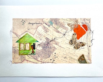 Only Memories Left. Collage Mixed Media Old Map. Nostalgia.