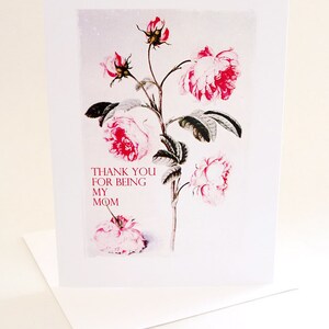 Mother's Day Hand Made Card Thank You Mom Classy Beautiful Rose image 2