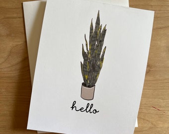 Sansevieria plant notecards, hello cards - A2 - 4 1/4 X 5 1/2