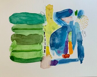 watercolor abstract painting 9 X 12 original contemporary art