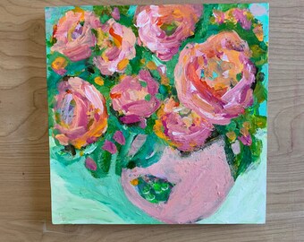 Abstract Floral Painting, Original Art, Flowers Painting, Floral Painting, Modern Art, Small Painting, Gift, Mother's Day