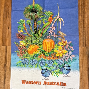 Vintage Western Australia Colorful Souvenir Tea Towel