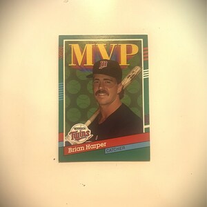 1990 Leaf MVP Baseball Trading Card # 398 Brian Harper, Catcher, Minnesota Twins, (carte d'erreur) livraison gratuite
