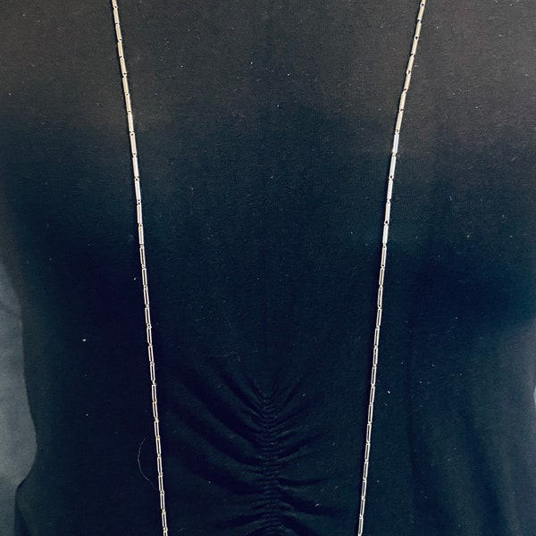 D'Orlan Silver Tone Necklace Long, Simple and Elegant