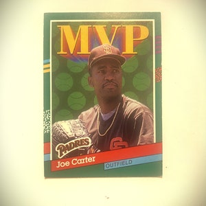 1990 Leaf MVP Baseball Trading Card #409 Joe Carter, Outfield, Padres (carte d'erreur) livraison gratuite