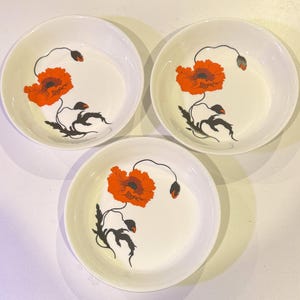 Set of 3 Vintage Susie Cooper Design Wedgwood Bowls Corn Poppy Bone China