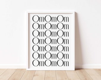Repeating Om Text Art Print, Yoga Pattern Wall Decor, Spiritual Meditation Gift