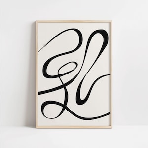 Black abstract line art print