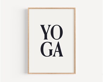 Yoga Typography Art Poster, Inspirational Word Wall Decor, Yoga Studio Gift
