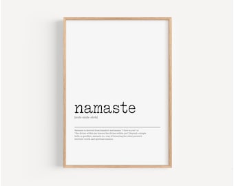 Namaste Yoga Poster, Minimalist Meditation Wall Art, Yoga Teacher Gift