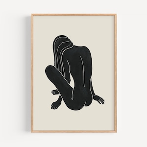 Female figure art print, black