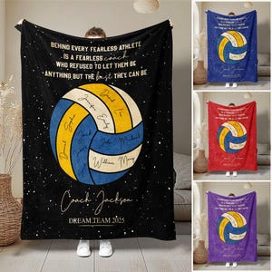 Personalisierte Volleyball-Trainerdecke, benutzerdefinierter Name, weiches, gemütliches Sherpa-Fleece-Decken, Sportgeschenk für Trainer, Volleyball-Team