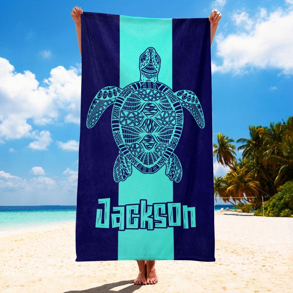 Discover Custom Name Beach Towel, Mandala Turtle Beach Towel, Birthday Gift