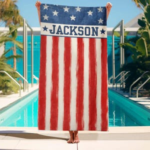 Custom Beach Towel, 4th of July Beach Towel, Patriotic Beach Towel, American Flag, Fourth of July, Independence Day, Summer Trip, Pool Towel