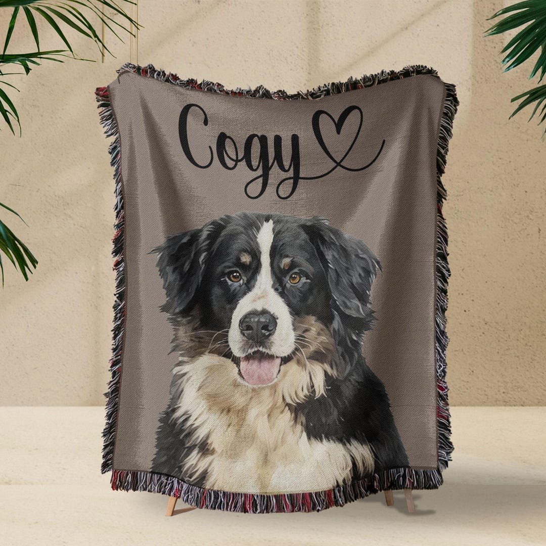 Custom Pet Woven Blanket, Using Pet Photo Name Custom Dog Blanket ...